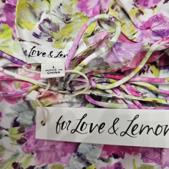 NWT For Love & Lemons Paulina mini dress in a pink floral print Large - Picture 14 of 15